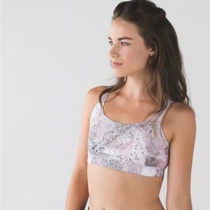 Lululemon Energy Bra Sugar Crush Black Cherry Sports Bra Strappy Stretch Sz 10